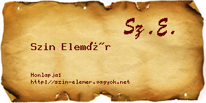 Szin Elemér névjegykártya